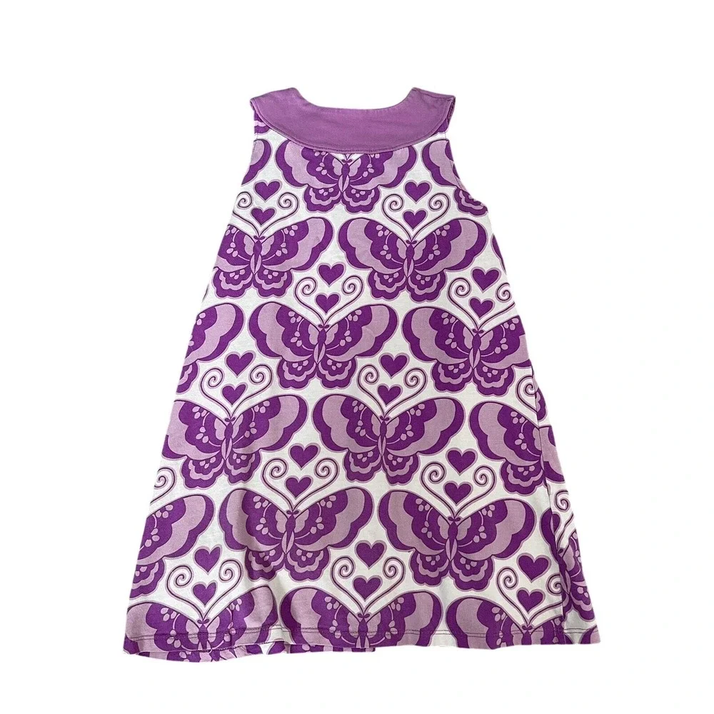 HM Purple Butterfly Heart Sleeveless Cotton Jersey Dress girls 4-6Y beach whimsy